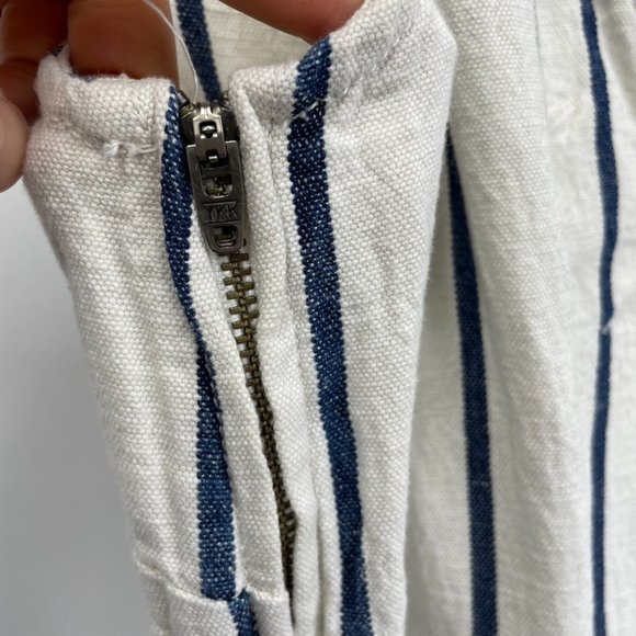 ⛔️SOLD⛔️Madewell White Blue Striped Linen Wide Leg Sleeveless Pull-On Jumpsuit S - Picture 7 of 9